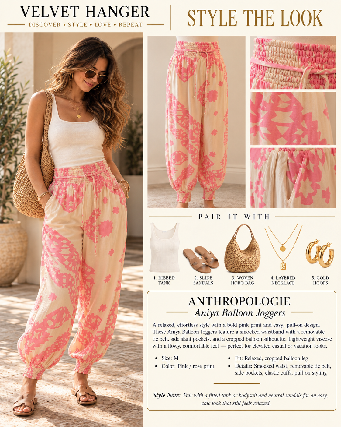 Anthropologie Aniya Balloon Joggers – Pink/Rose – Size M – NWT
