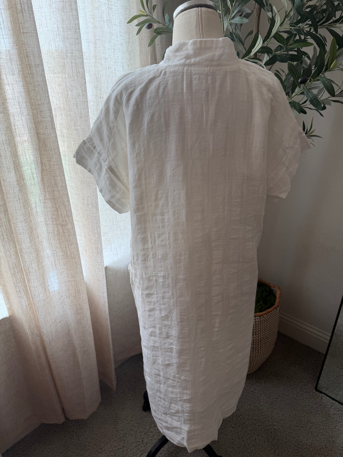 Banana Republic Laurel Linen-Cotton Utility Dress – White – Size M