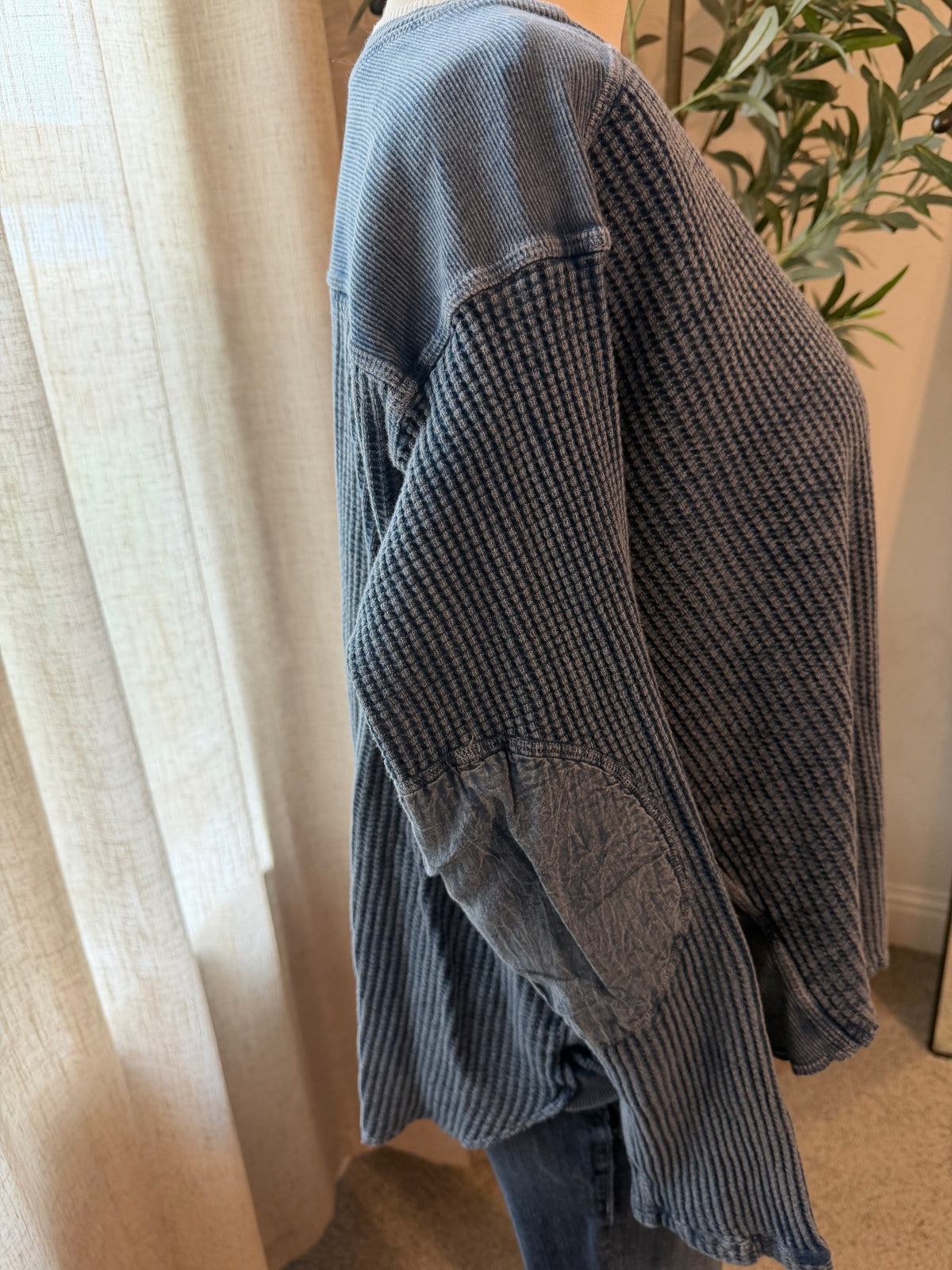 Free People FP One Blake Thermal Top – Washed Blue – Size S