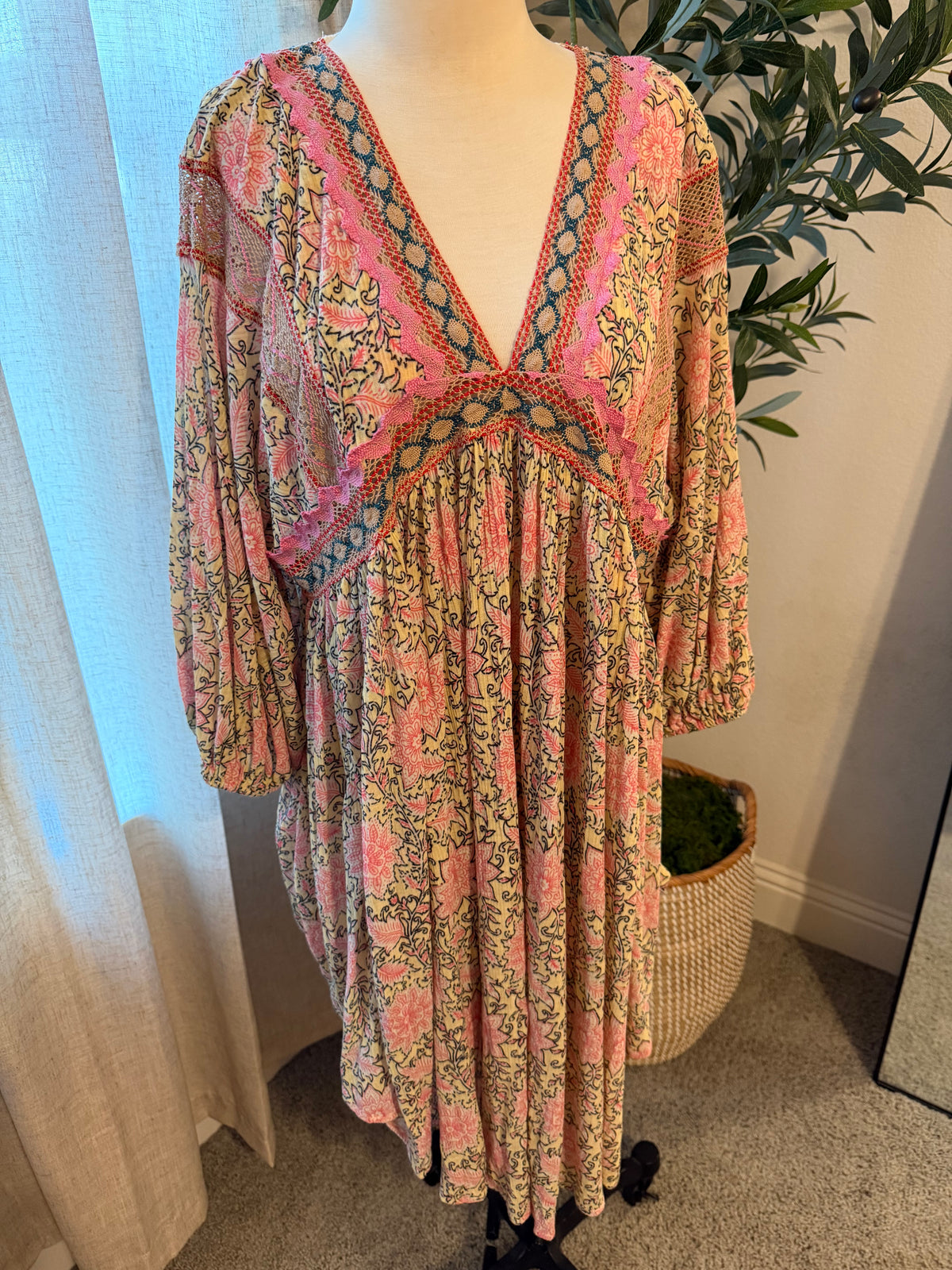 Free People Moon Child Maxi Top / Mini Dress – Floral – Size S – NWOT