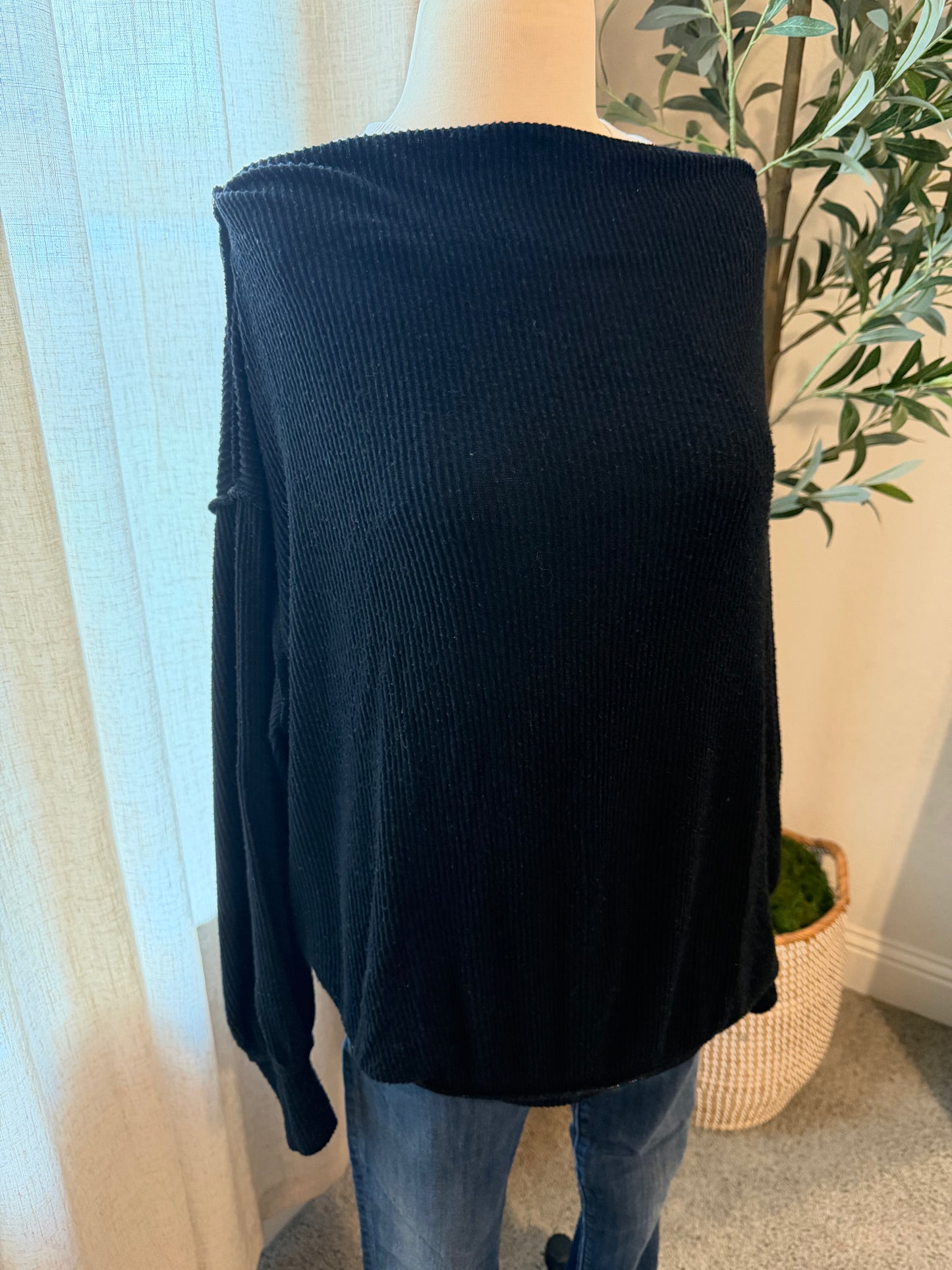We The Free Main Squeeze Hacci Top – Black – Size XS
