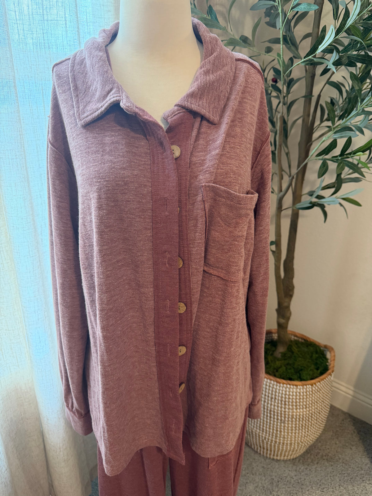 Free People FP Beach Burgundy Two-Piece Jumpsuit & Jacket Set – Size M