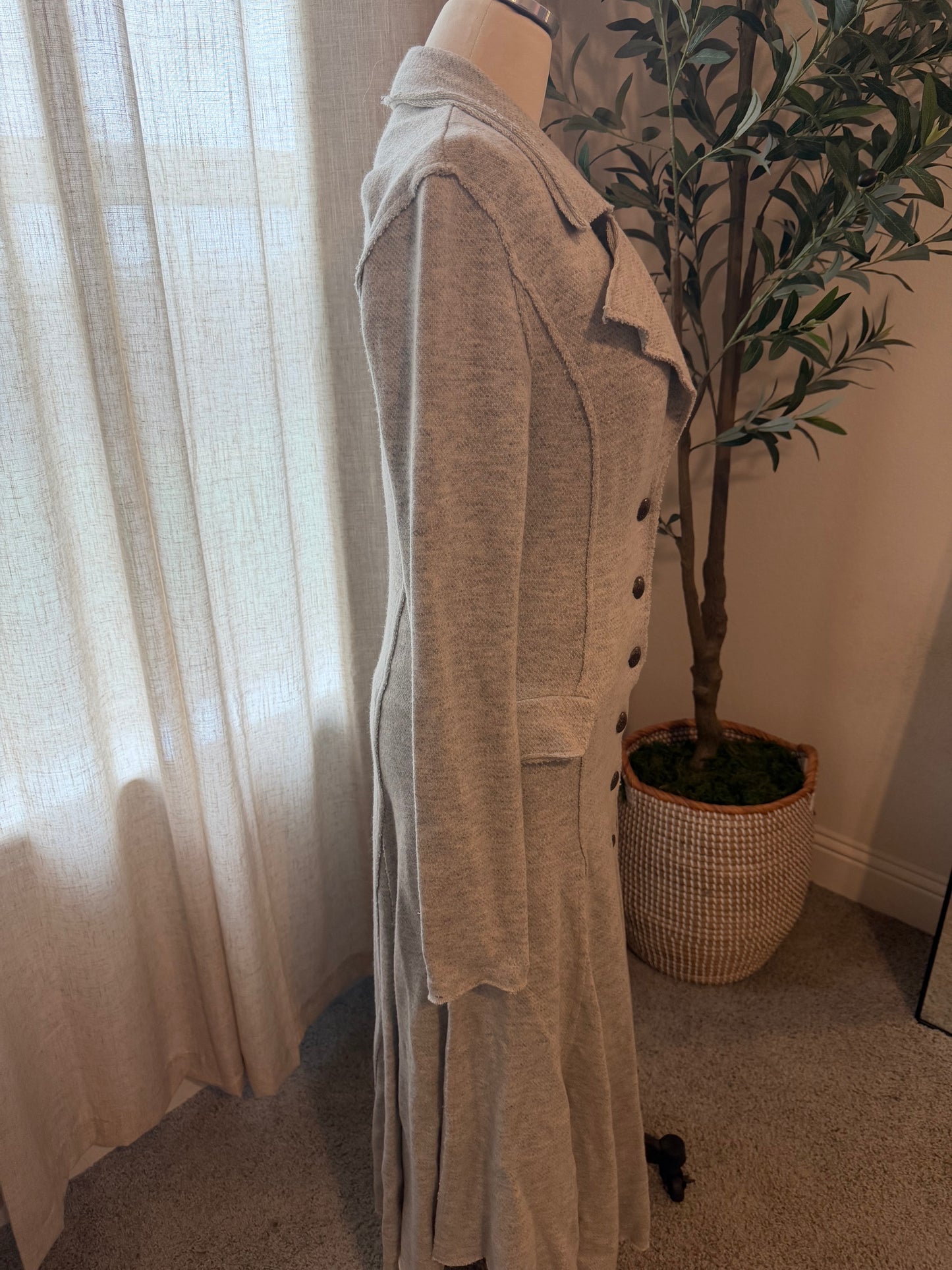 Free People Heather Gray Longline Sweater Duster Jacket – Size S