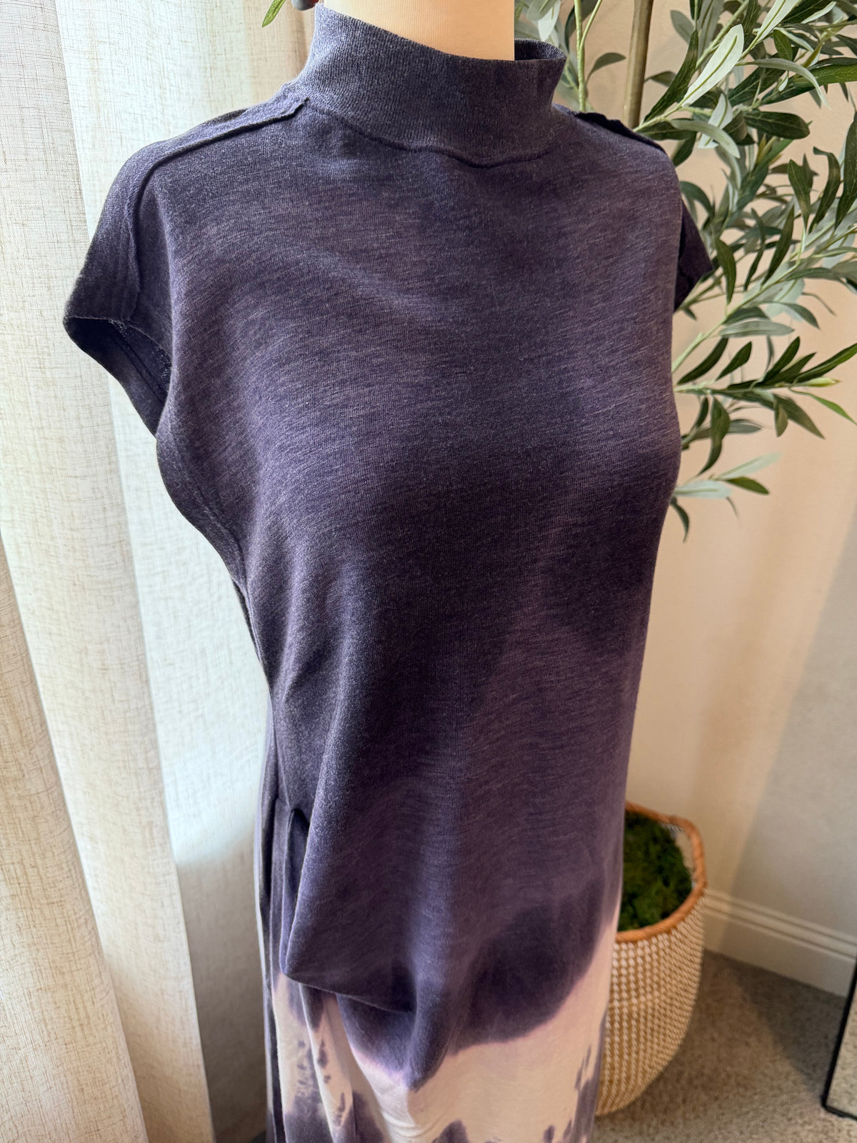 Free People Knit Tie-Dye Maxi Dress – Purple/Charcoal – Size S – NWOT