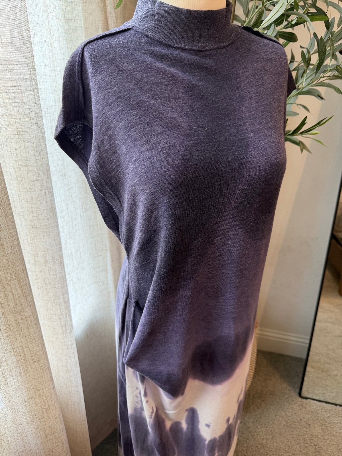Free People Knit Tie-Dye Maxi Dress – Purple/Charcoal – Size S – NWOT