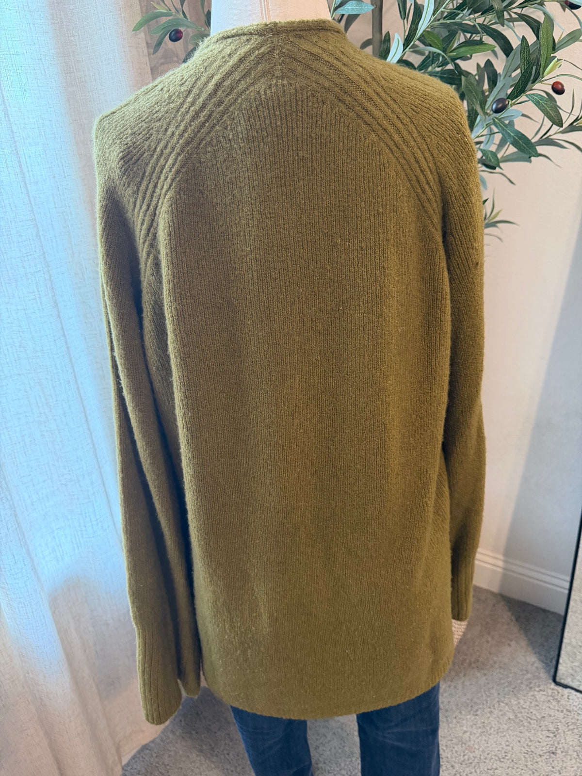 Free People Boat Neck Tunic Sweater – Chive Combo – Size M