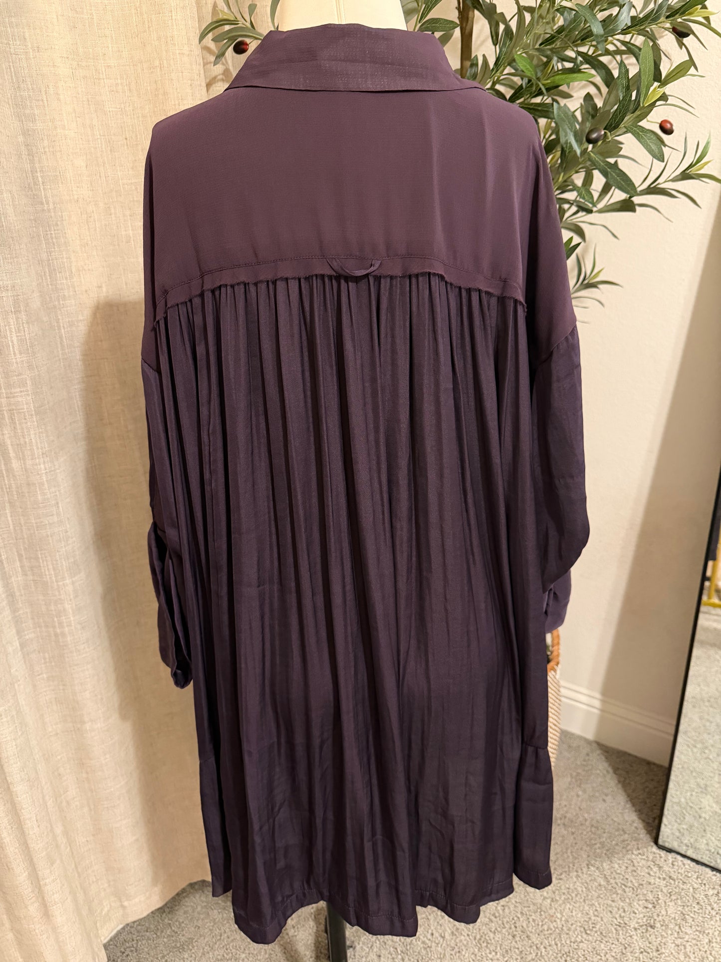 Free People Moonstruck Plum Mini Shirtdress with Slip | Small