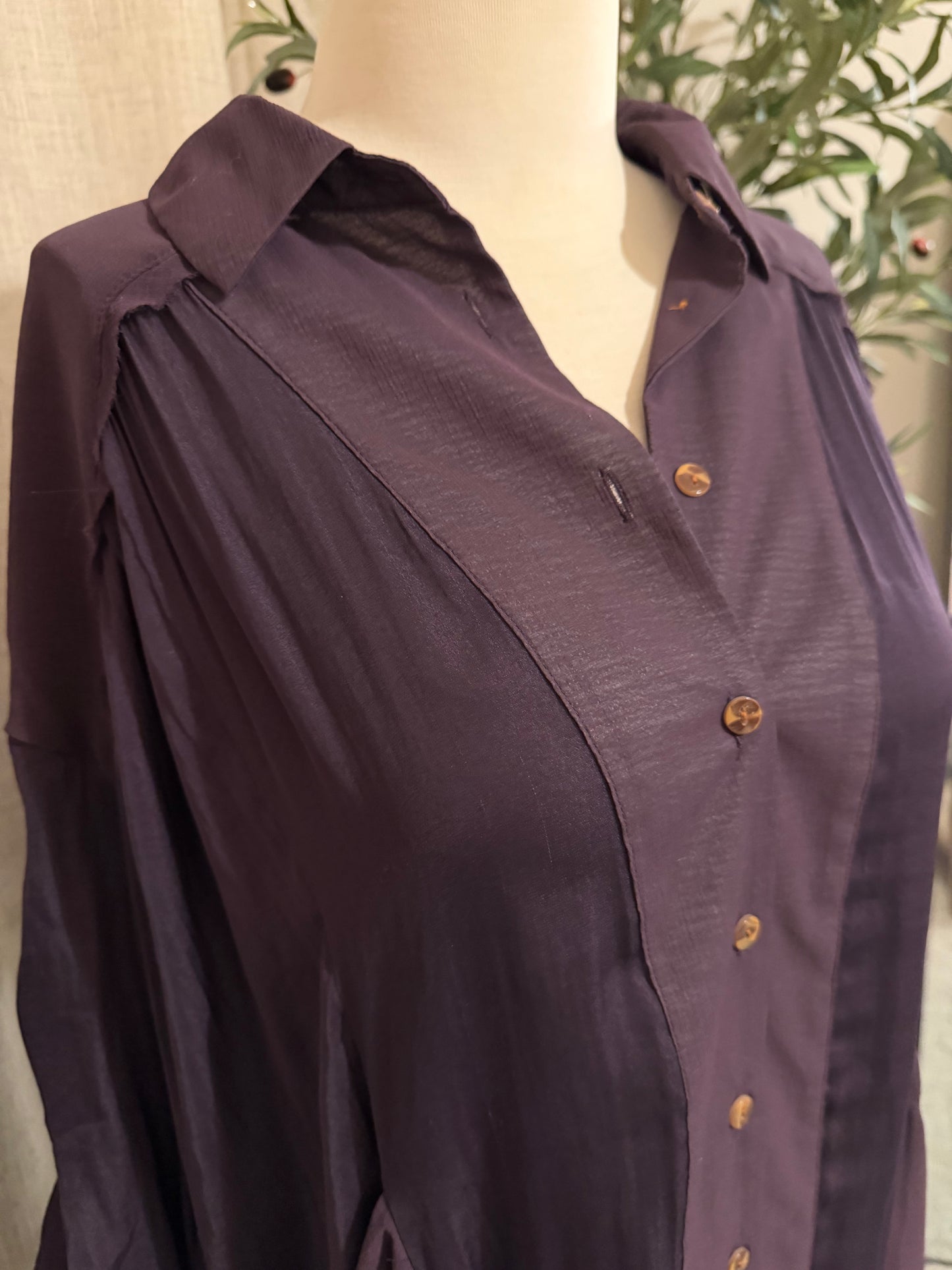 Free People Moonstruck Plum Mini Shirtdress with Slip | Small