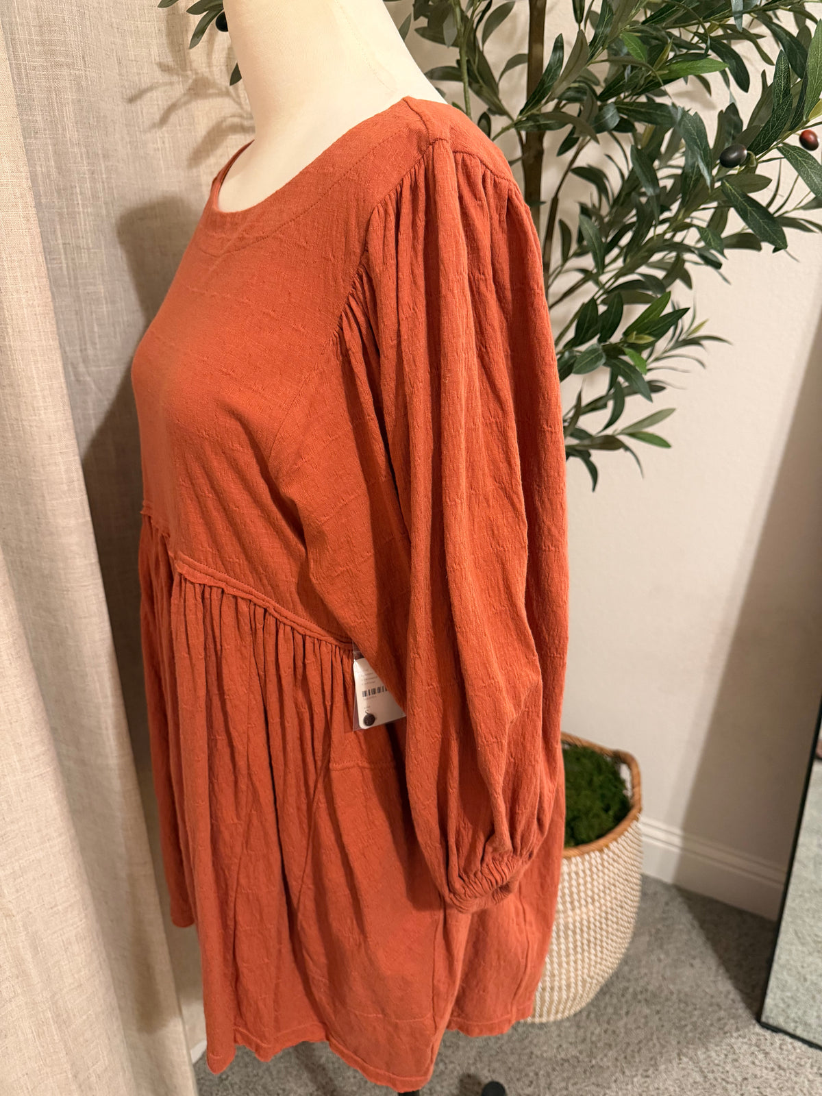 Free People Get Obsessed Rust Babydoll Mini Dress NWT | Small