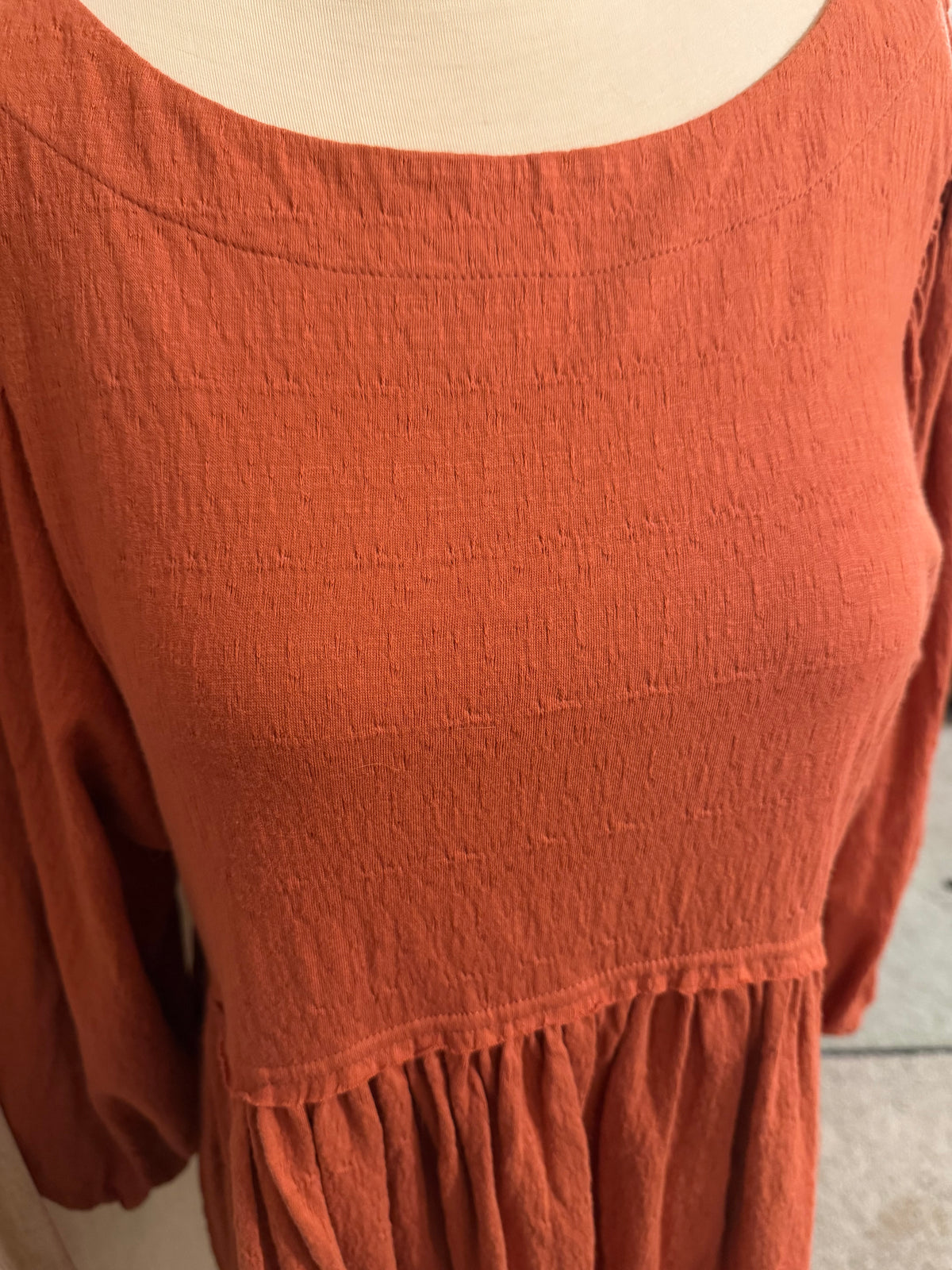 Free People Get Obsessed Rust Babydoll Mini Dress NWT | Small