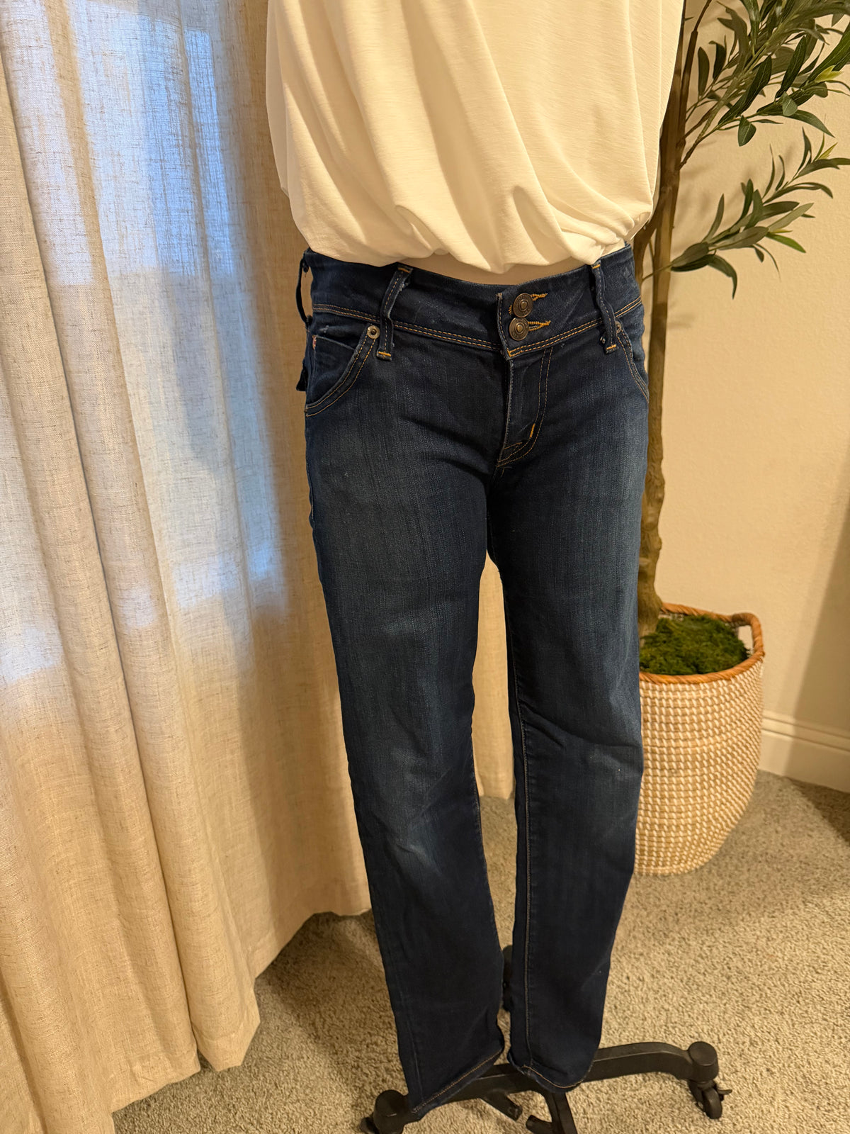 Hudson Nicole Ankle Skinny Jeans Dark Wash Stretch | Size 28