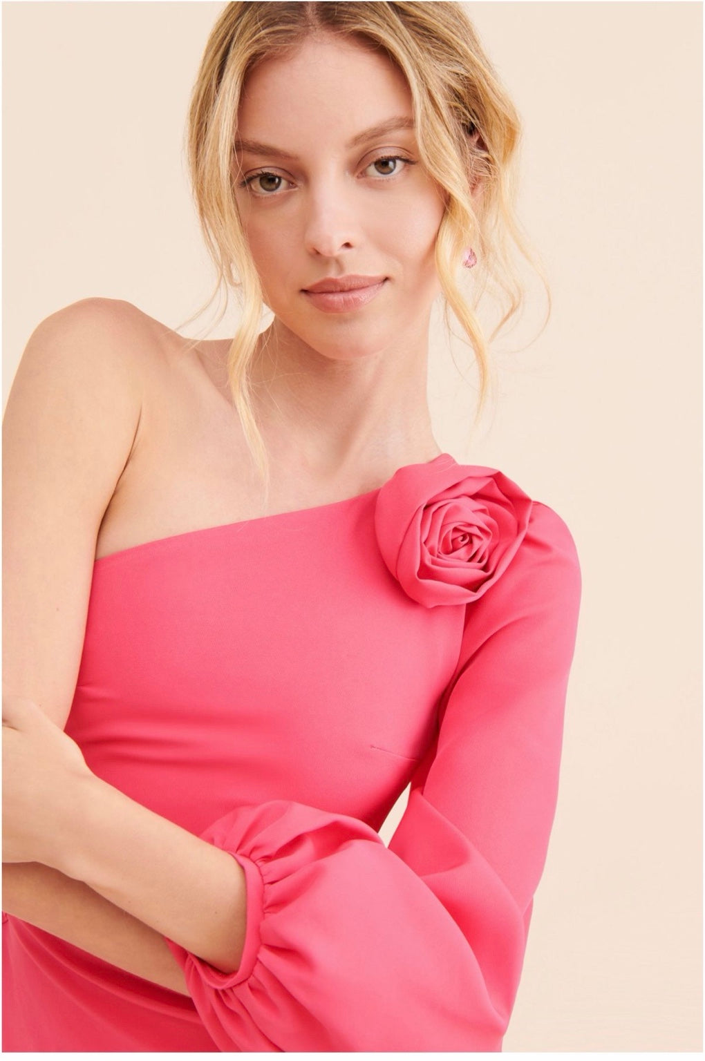 Laagam Candela One Shoulder Dress – Pink – M