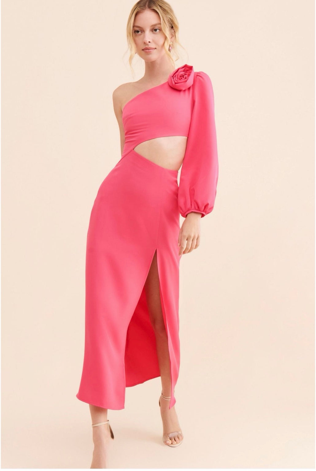 Laagam Candela One Shoulder Dress – Pink – M