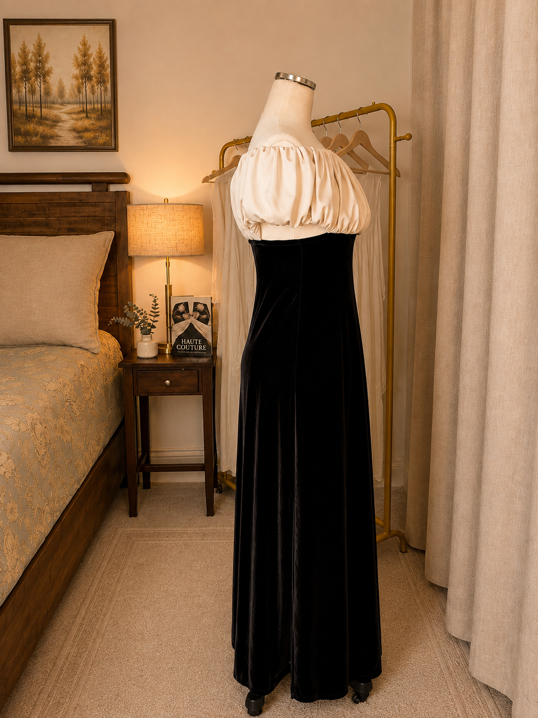 Mandinga Balloon Velvet Maxi Dress