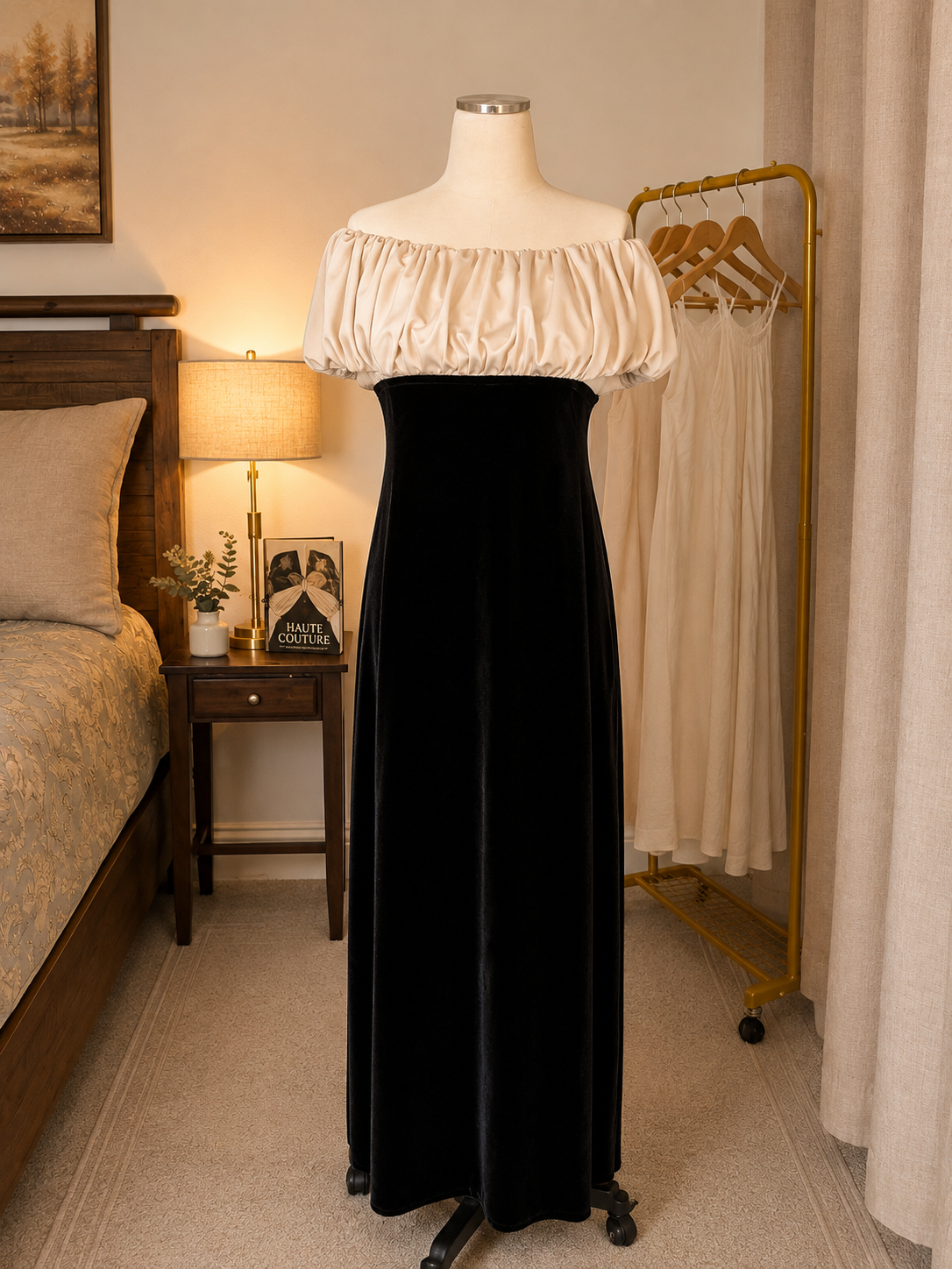 Mandinga Balloon Velvet Maxi Dress