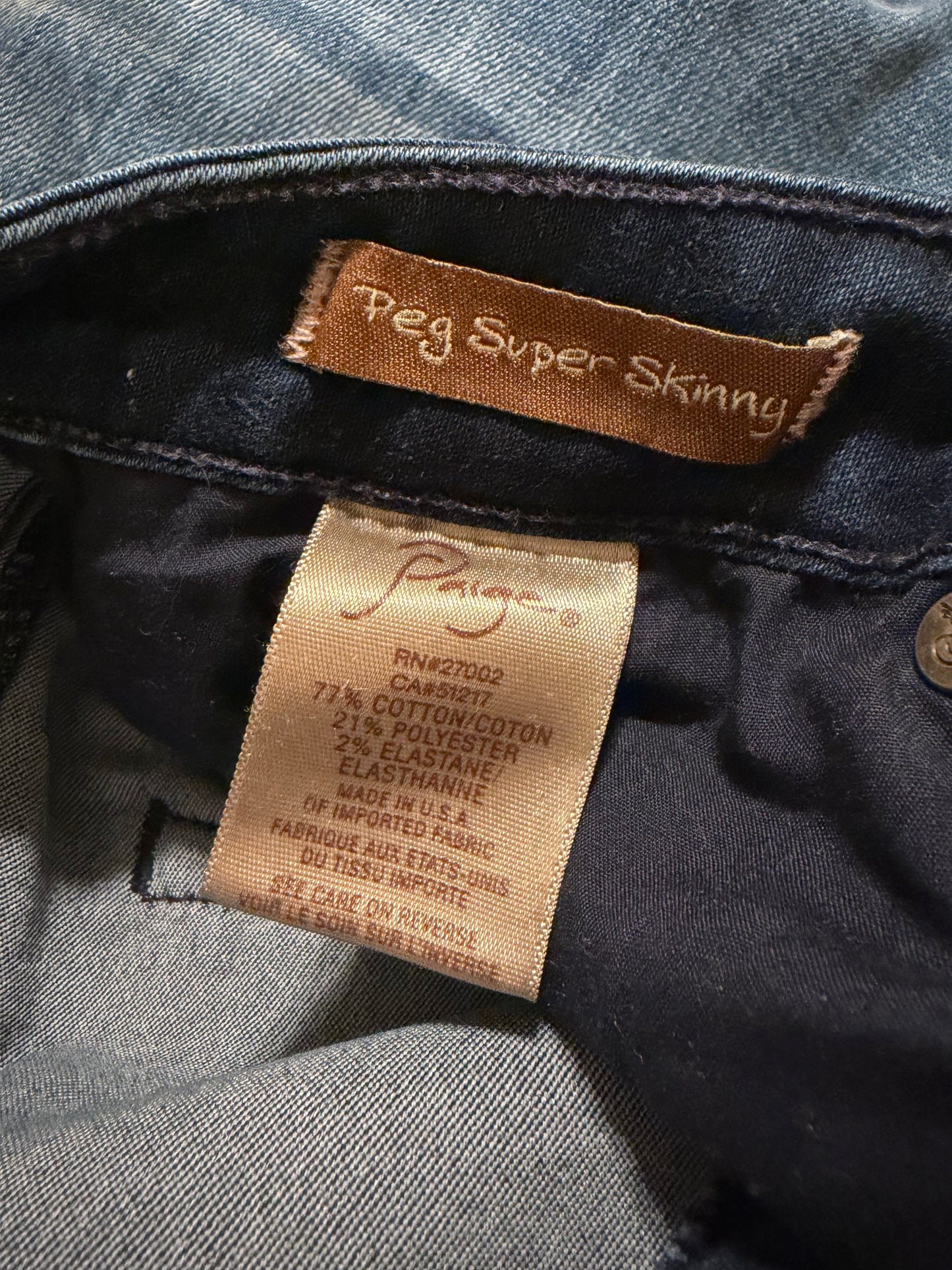 PAIGE Skyline Peg Super Skinny Jeans – Size 29