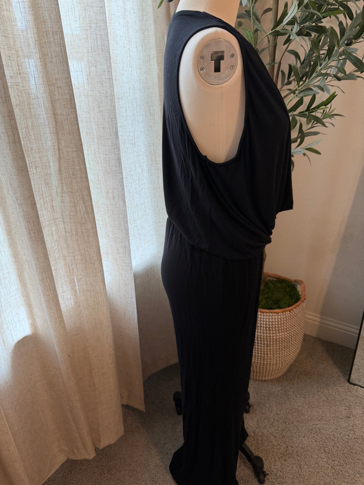 Young Fabulous & Broke Black Plunging Cowl Neck Jumpsuit – Size L