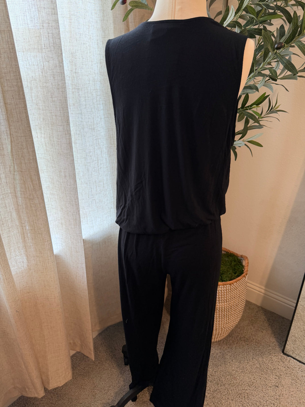 Young Fabulous & Broke Black Plunging Cowl Neck Jumpsuit – Size L