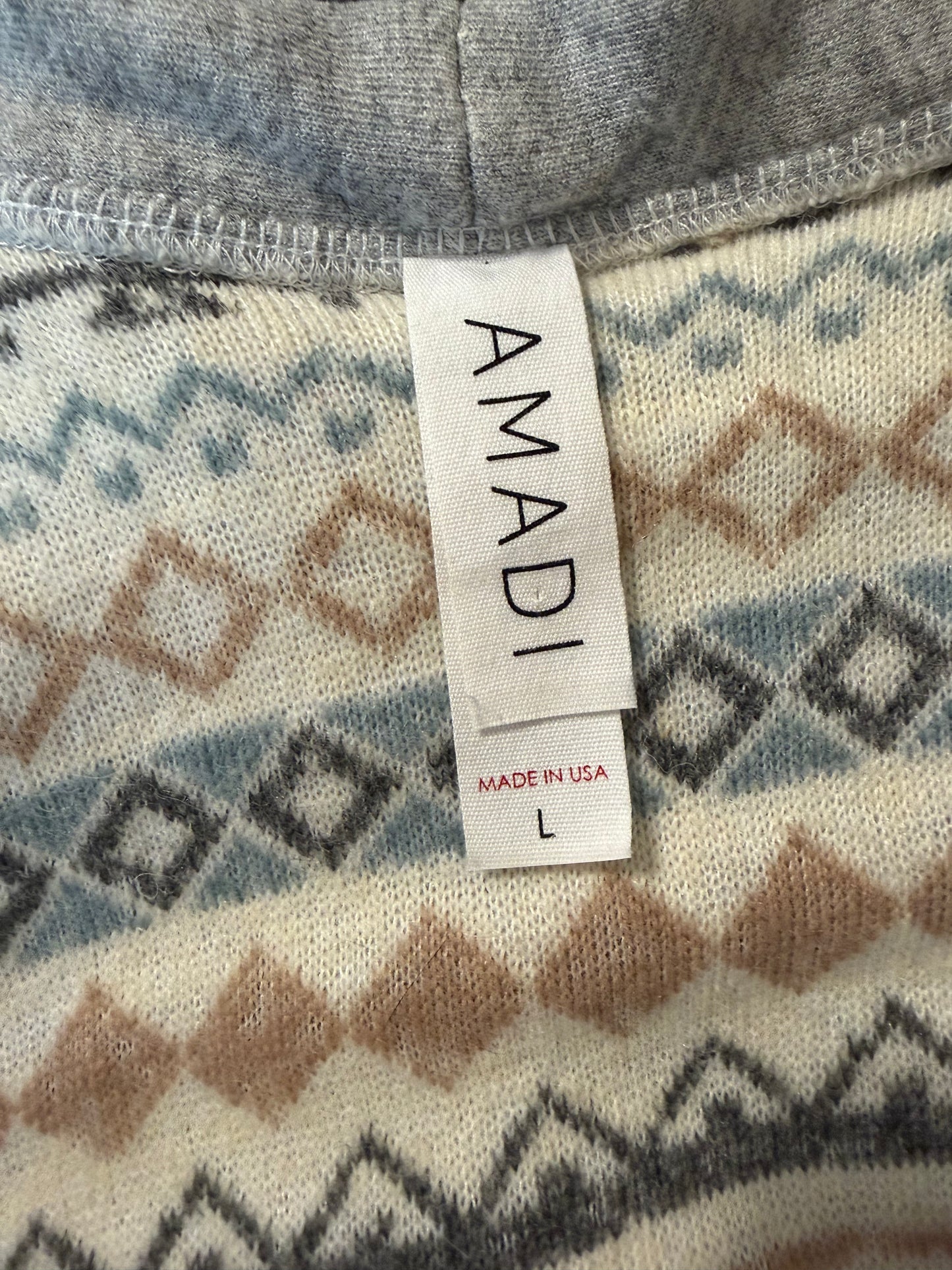 AMADI for Anthropologie Gray Mixed-Texture Fuzzy Sleeve Sweater – Size L