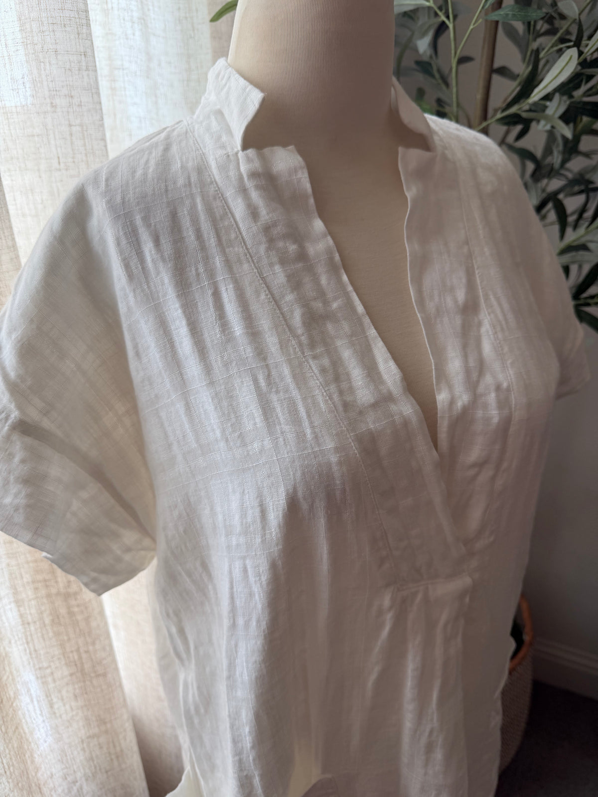 Banana Republic Laurel Linen-Cotton Utility Dress – White – Size M