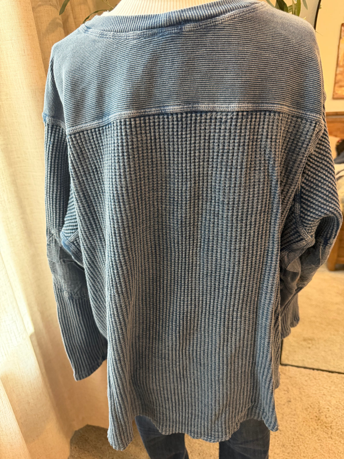 Free People FP One Blake Thermal Top – Washed Blue – Size S