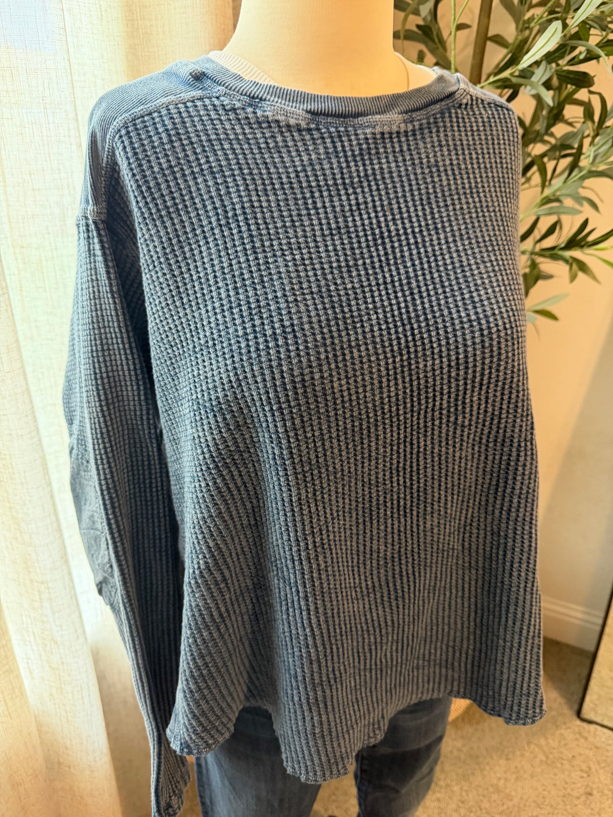 Free People FP One Blake Thermal Top – Washed Blue – Size S