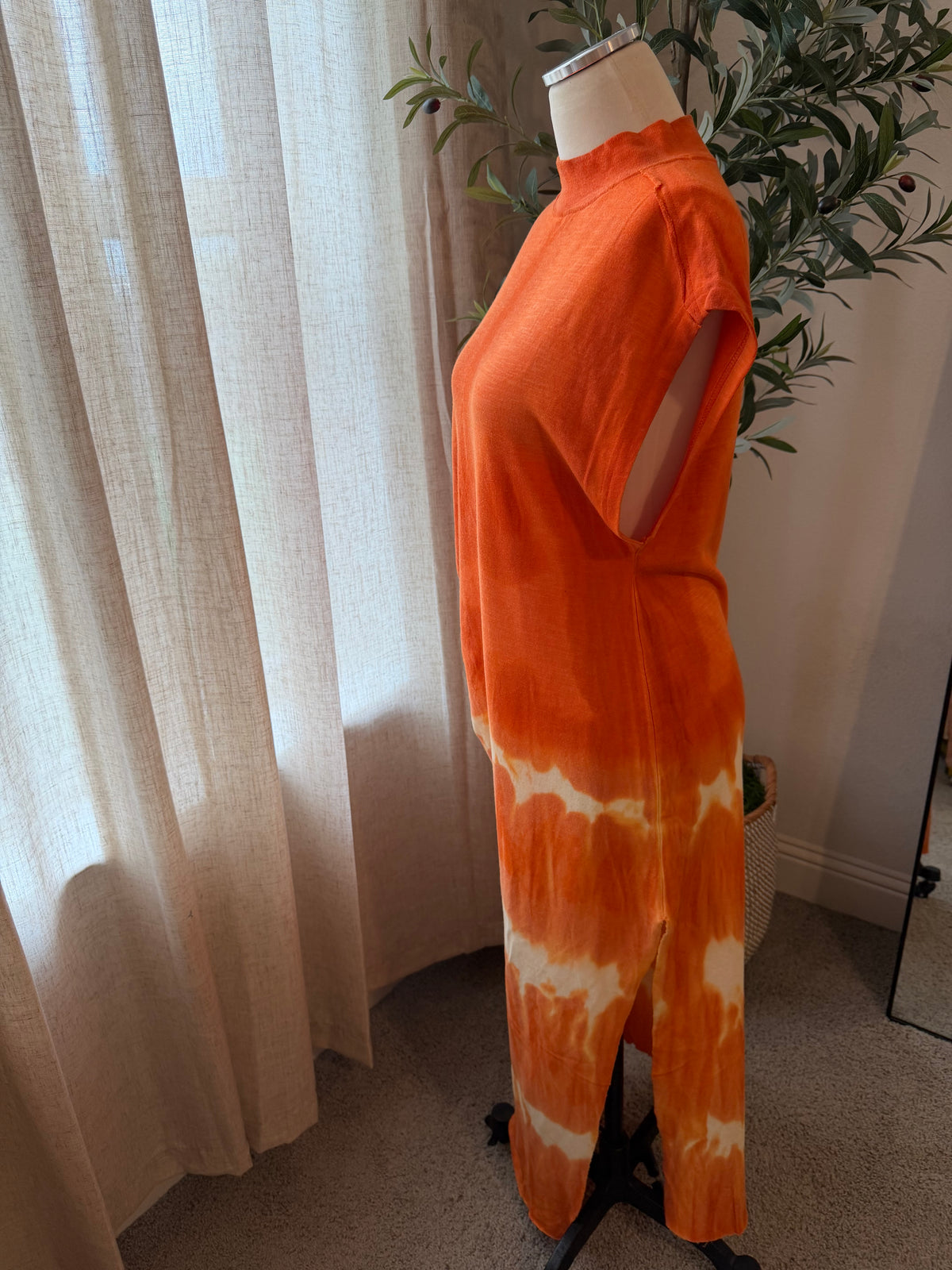 Free People Knit Tie-Dye Maxi Dress – Orange/Cream – Size S – NWT