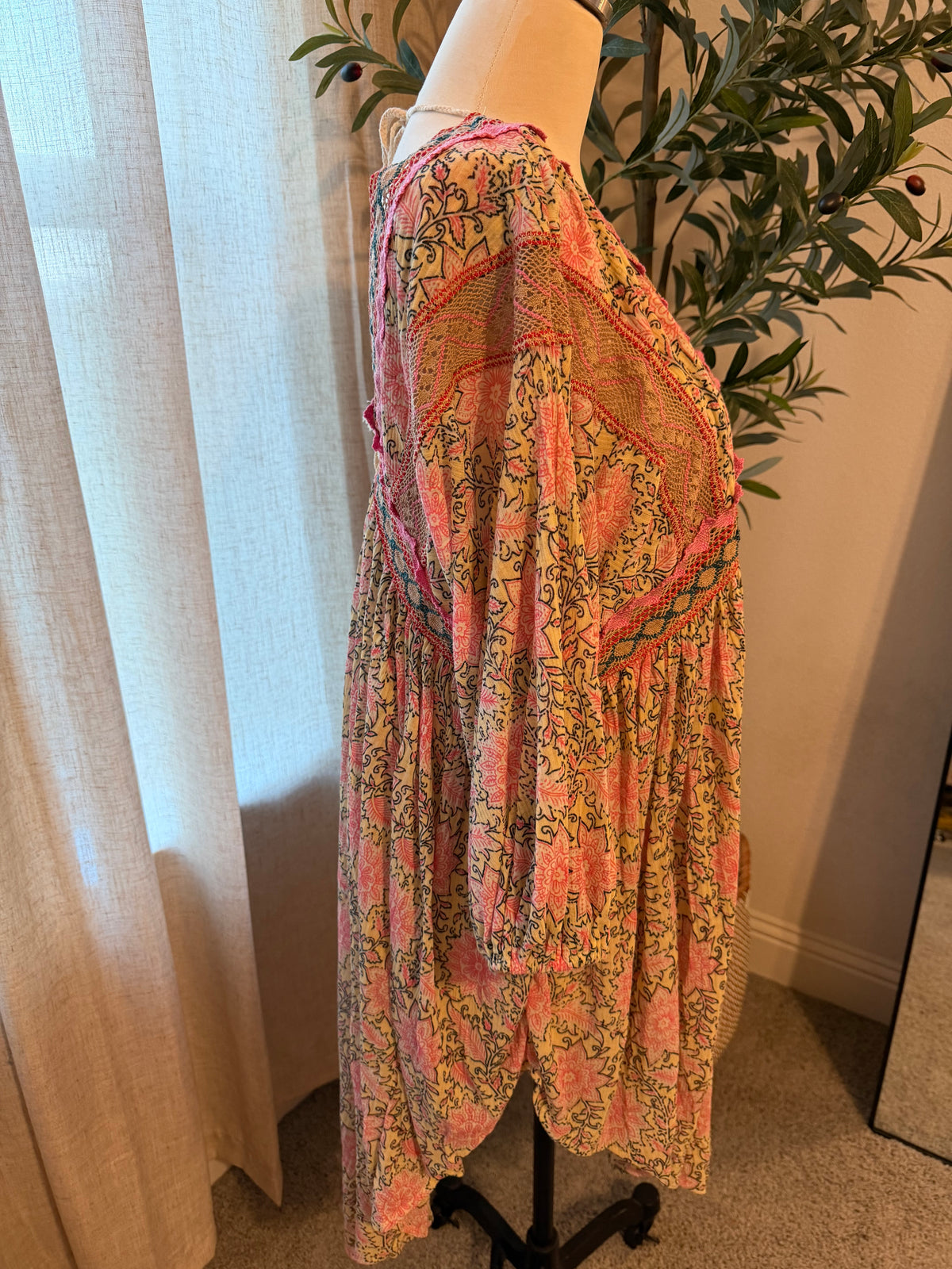 Free People Moon Child Maxi Top / Mini Dress – Floral – Size S – NWOT