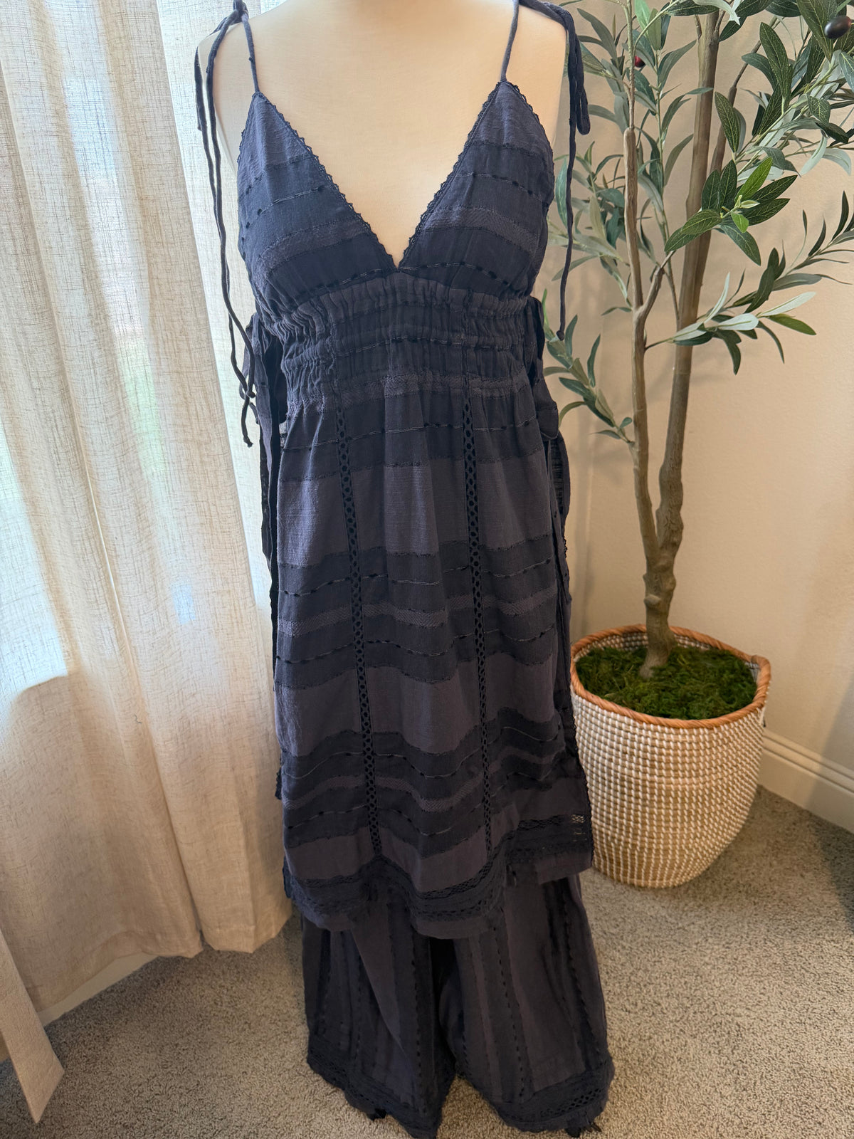 Free People Nikki Two-Piece Set – Slate Blue/Navy – Size S