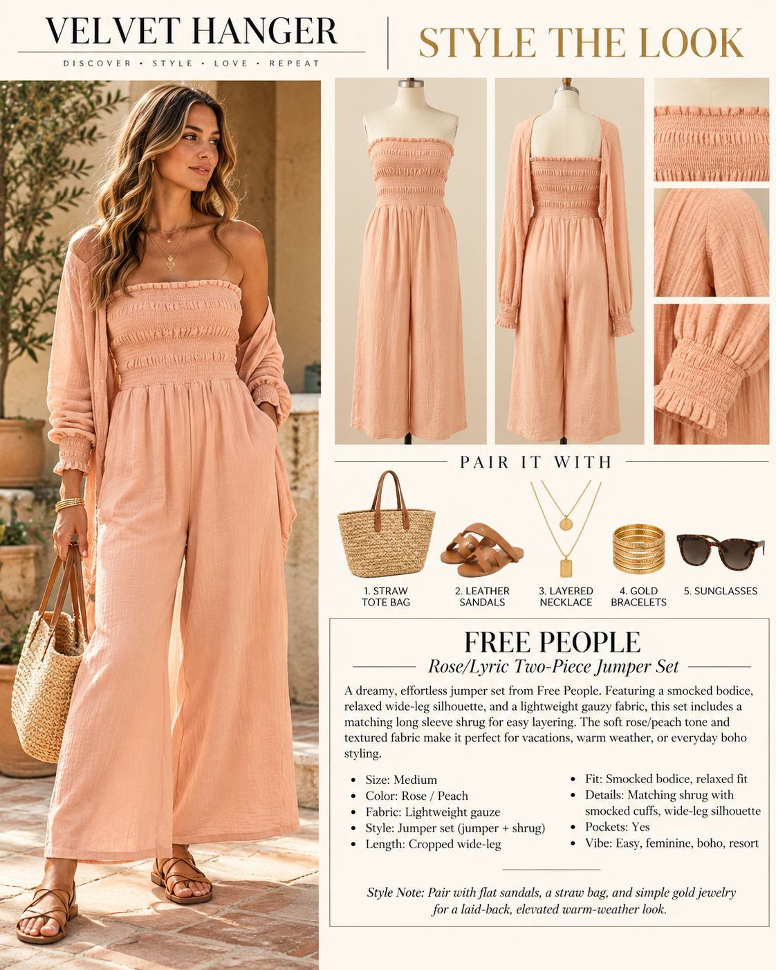 Free People Rose Two-Piece Jumper & Shrug Set – Size M – NWT
