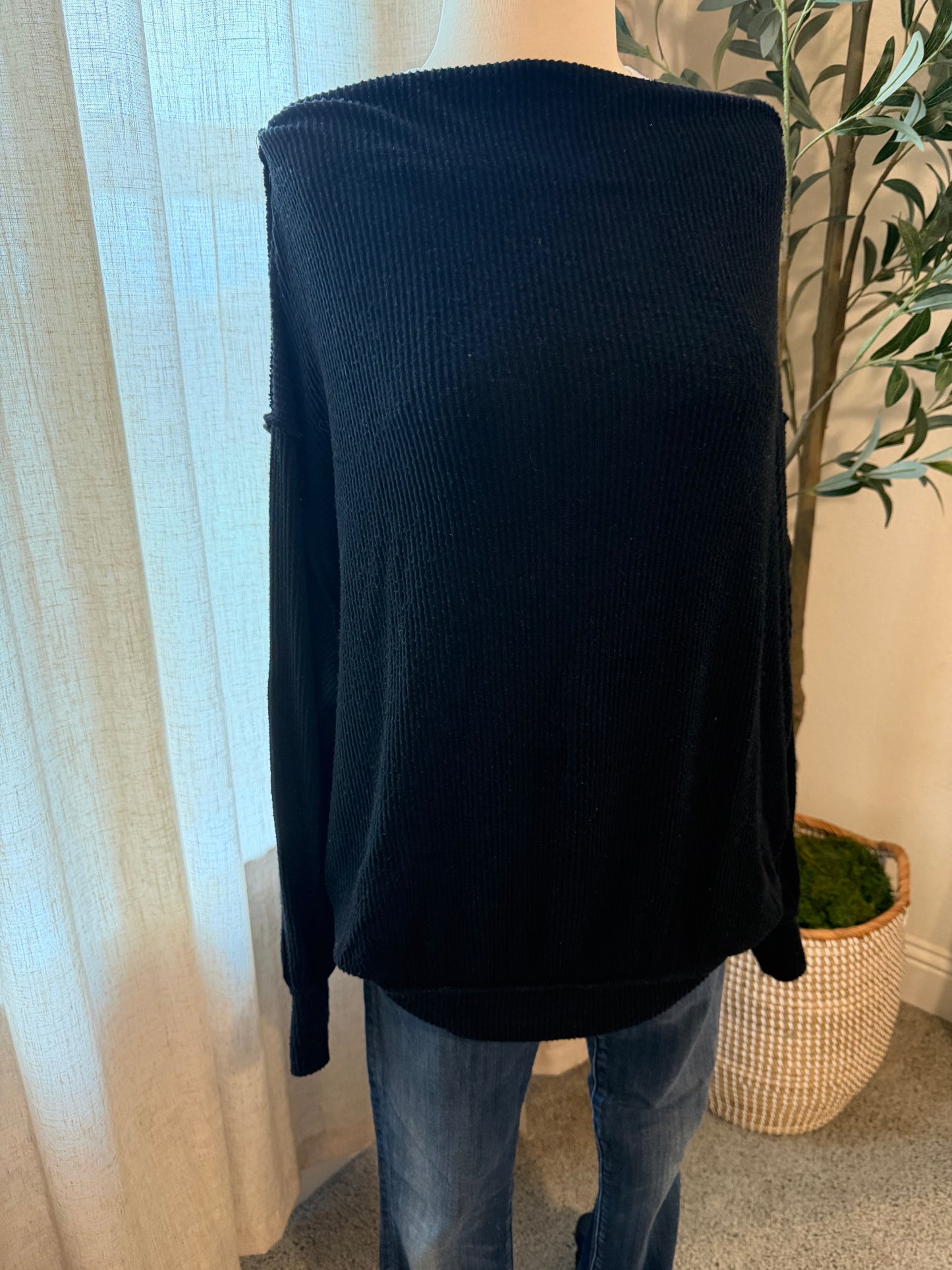 We The Free Main Squeeze Hacci Top – Black – Size XS