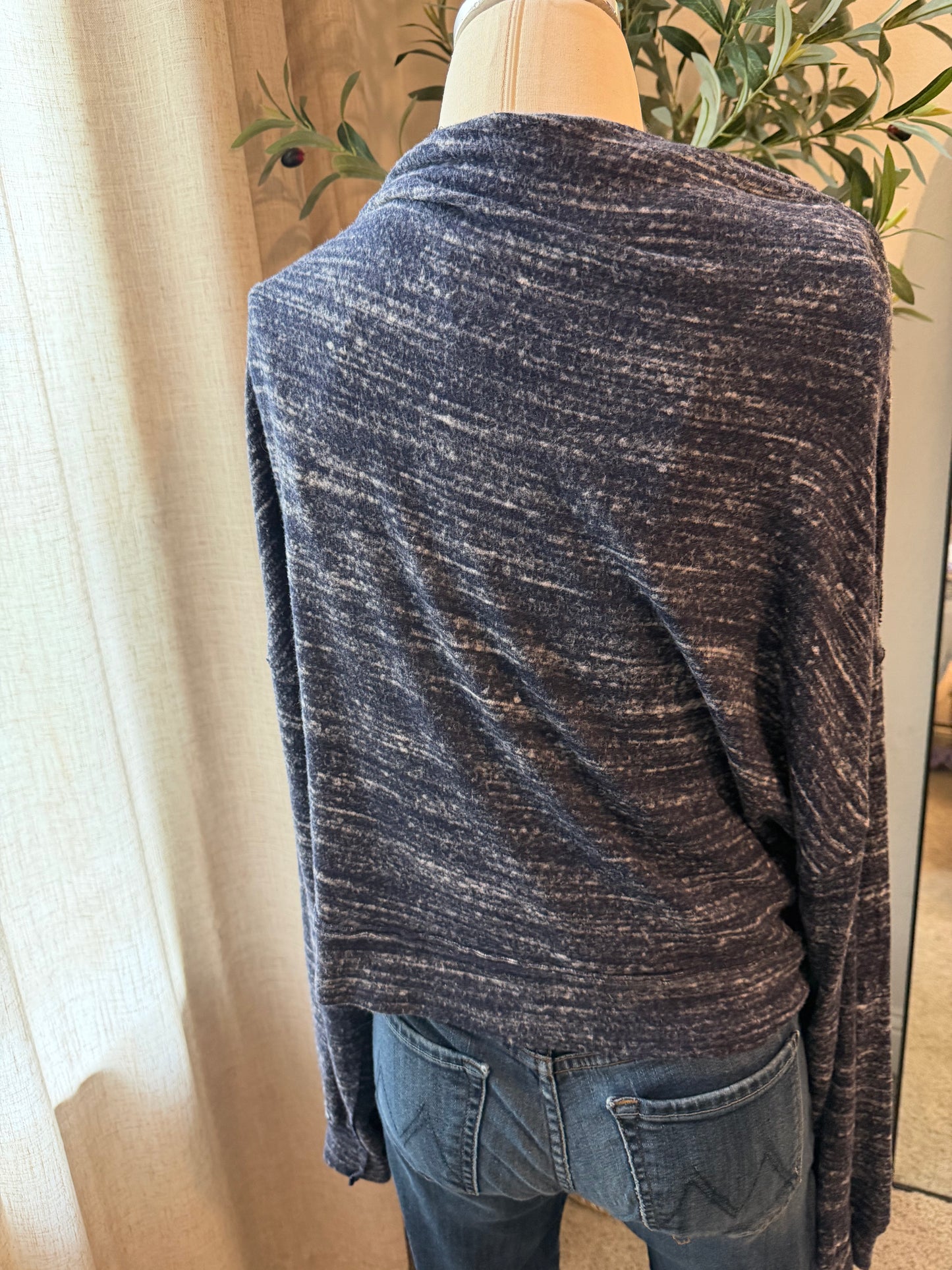 We The Free Navy Marled Off-Shoulder Dolman Sweater – Size M