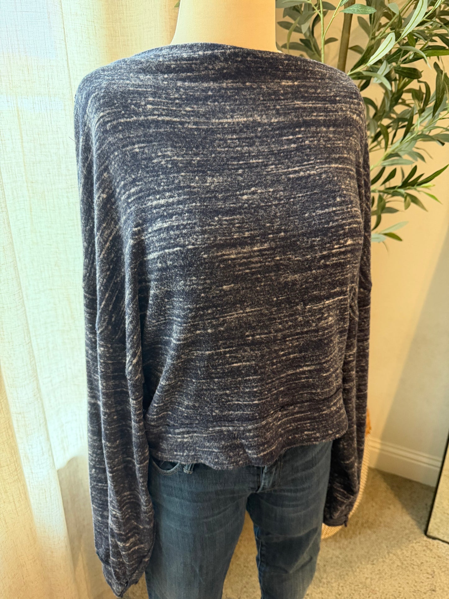 We The Free Navy Marled Off-Shoulder Dolman Sweater – Size M