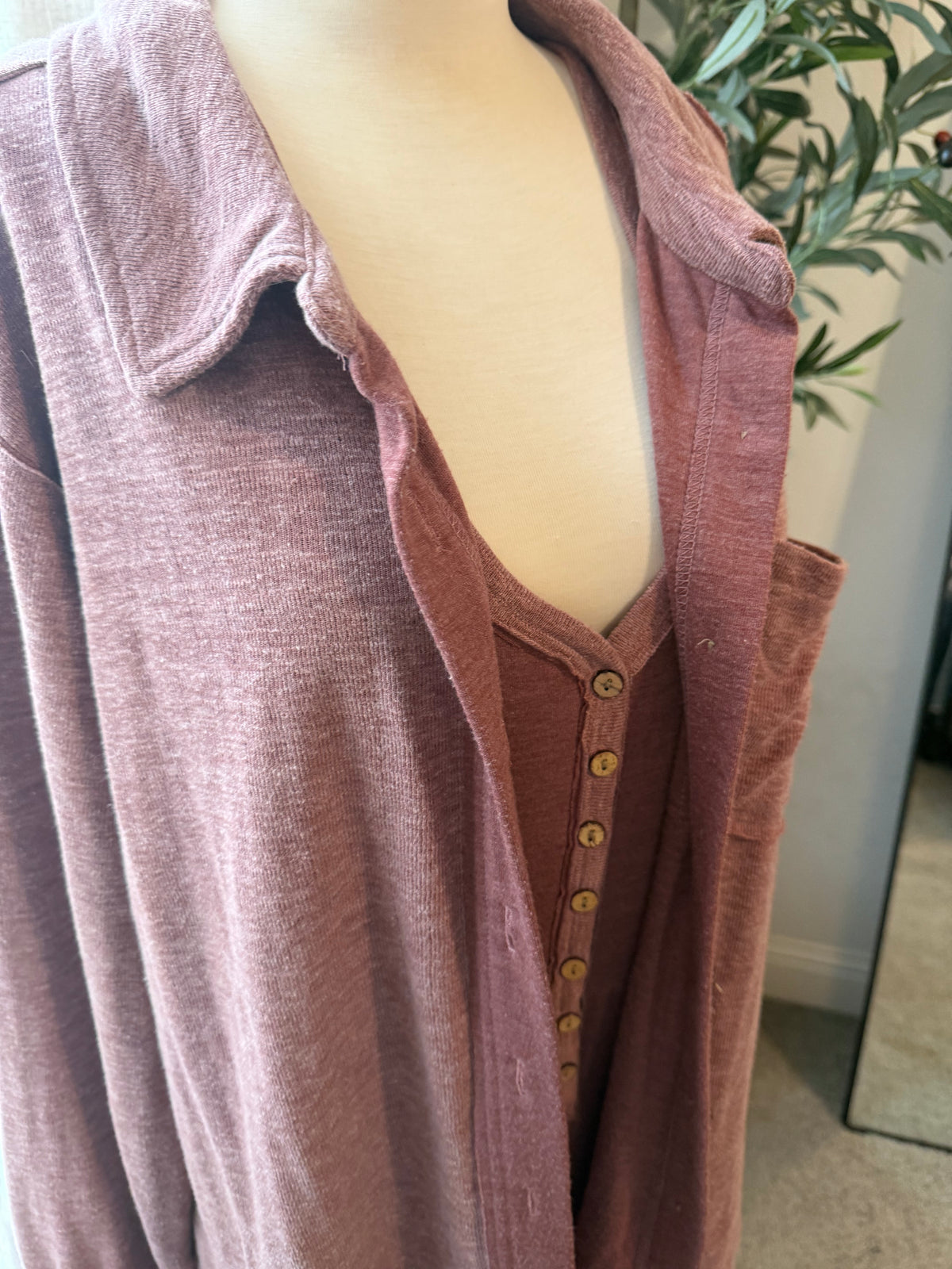 Free People FP Beach Burgundy Two-Piece Jumpsuit & Jacket Set – Size M