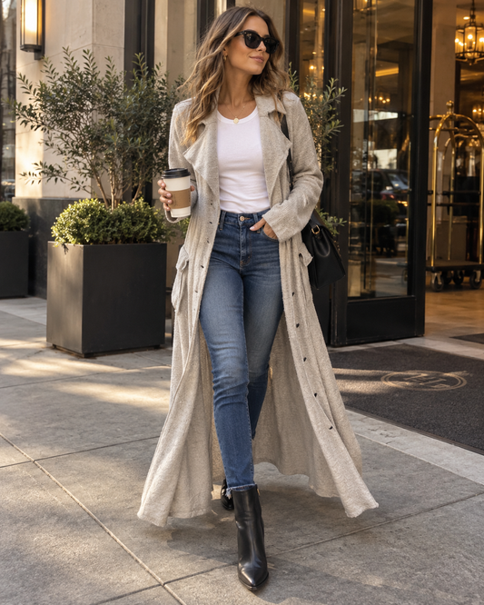 Free People Heather Gray Longline Sweater Duster Jacket – Size S