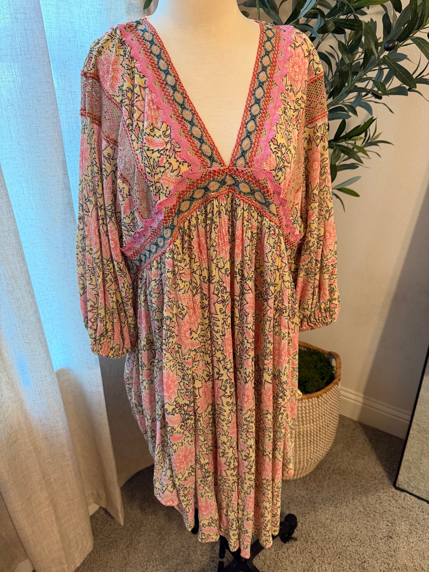 Free People Just the Two of Us Paisley Tunic Mini Dress – Size S NWOT