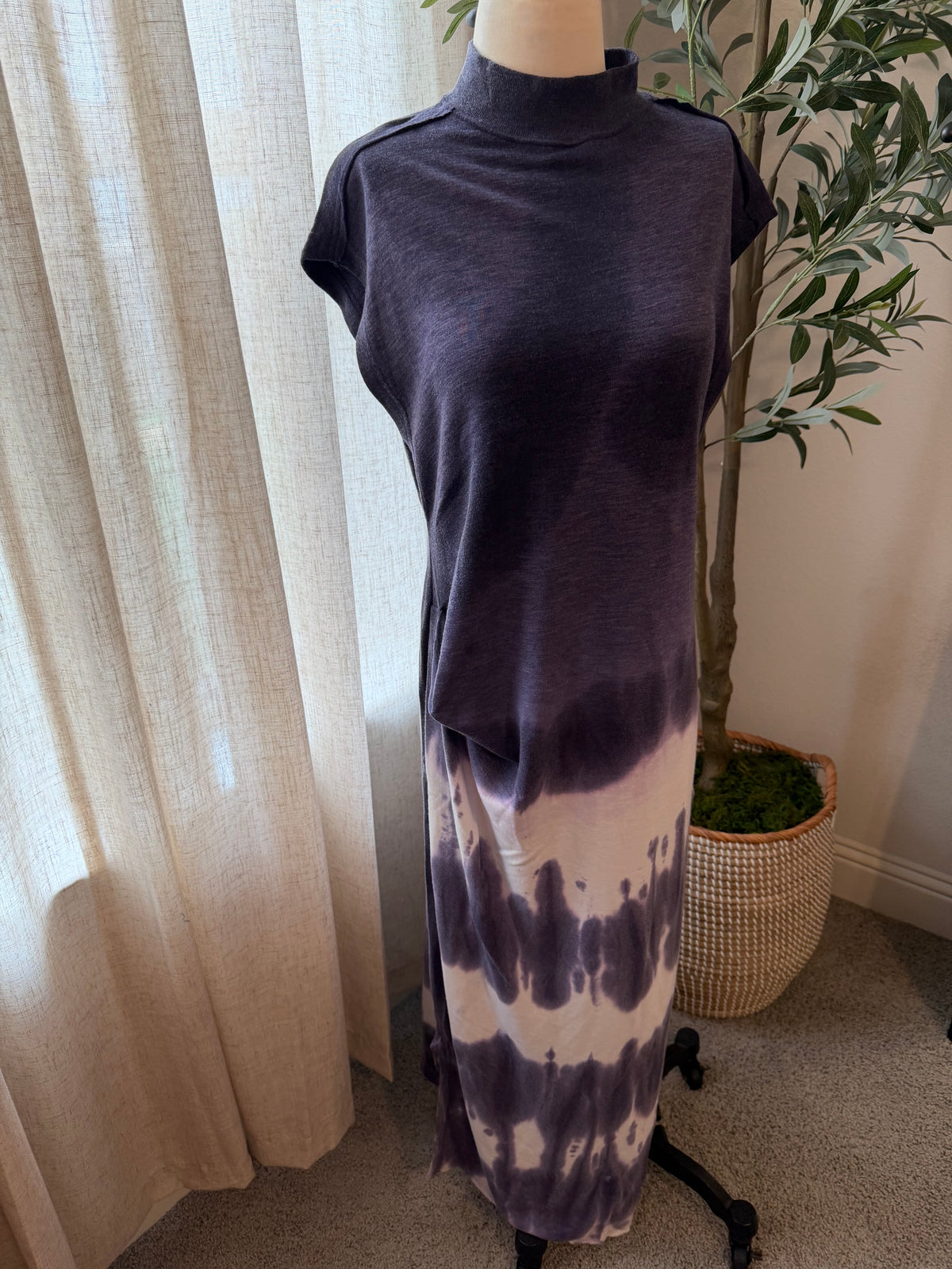 Free People Knit Tie-Dye Maxi Dress – Purple/Charcoal – Size S – NWOT