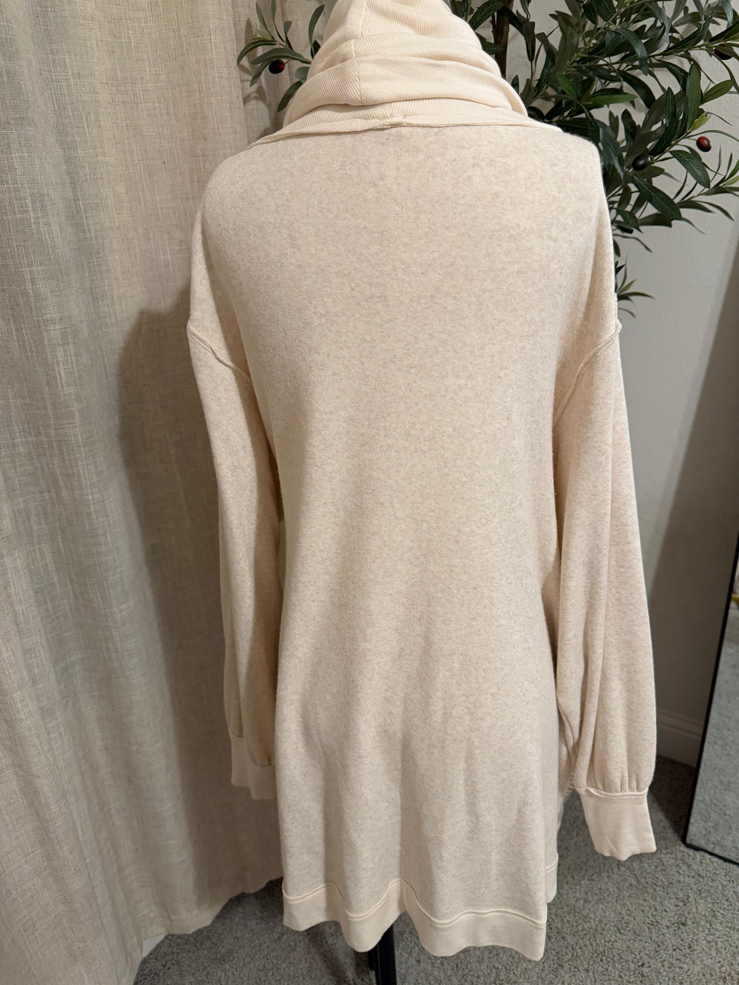 Free People Oatmeal Cowl-Neck Scarf-Tie Tunic Dress – Size S