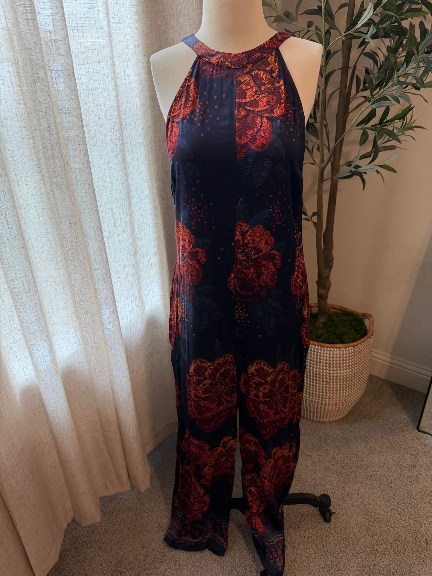 FARM Rio for Anthropologie Floral Halter Wide-Leg Jumpsuit – Size S