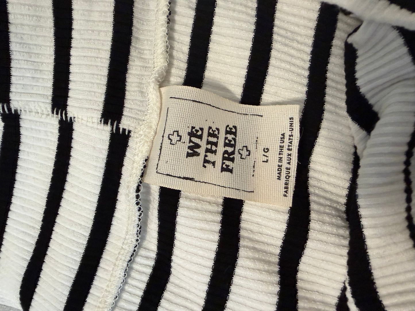 We The Free Black & White Striped Off-Shoulder Top – Size L NWOT