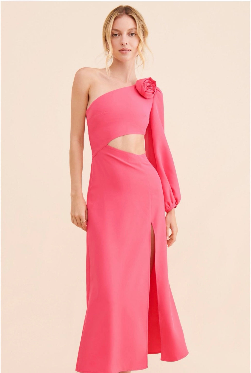 Laagam Candela One Shoulder Dress – Pink – M