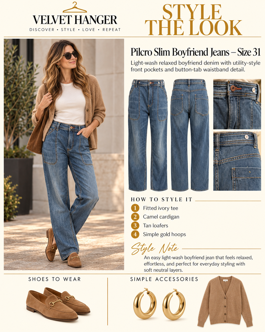 Pilcro & The Letterpress Slim Boyfriend Jeans – Size 31