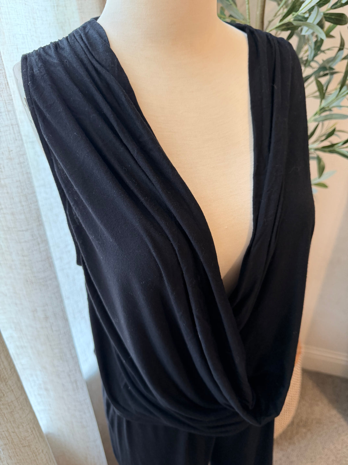 Young Fabulous & Broke Black Plunging Cowl Neck Jumpsuit – Size L
