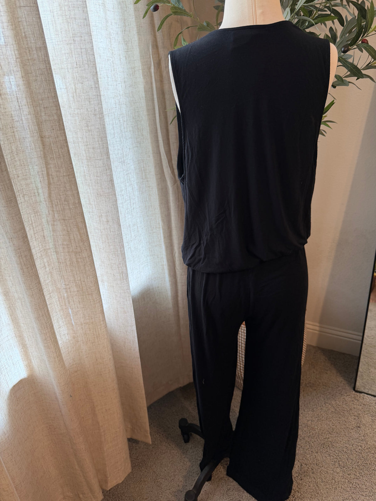 Young Fabulous & Broke Black Plunging Cowl Neck Jumpsuit – Size L